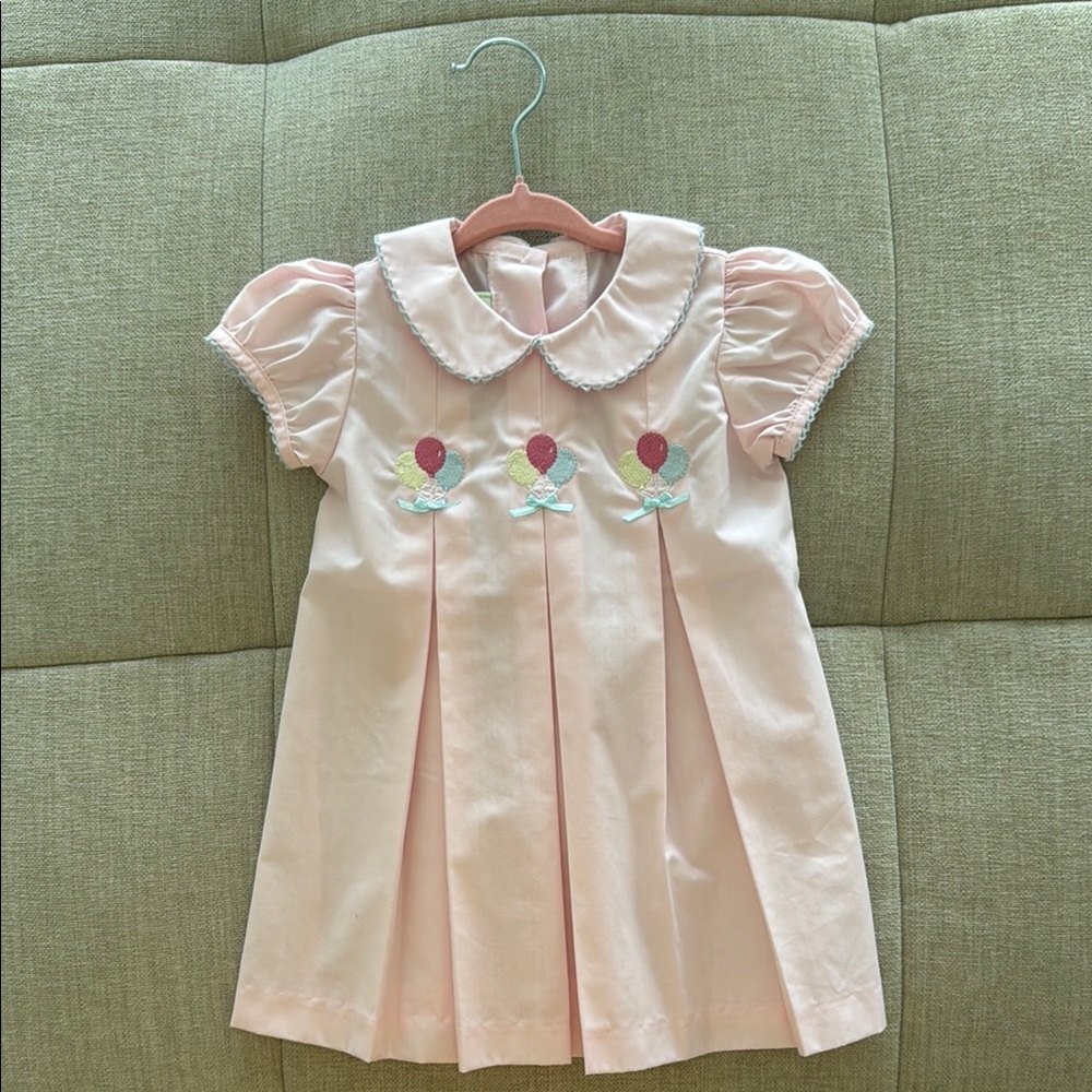 Pink Kids Dress with Balloon Embroidery
